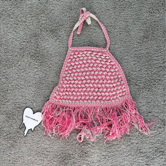 Marco Rambaldi‎ SSENSE Exclusive Knitted Braided Fringe Halter Top NWT Sz XS - Picture 3 of 7